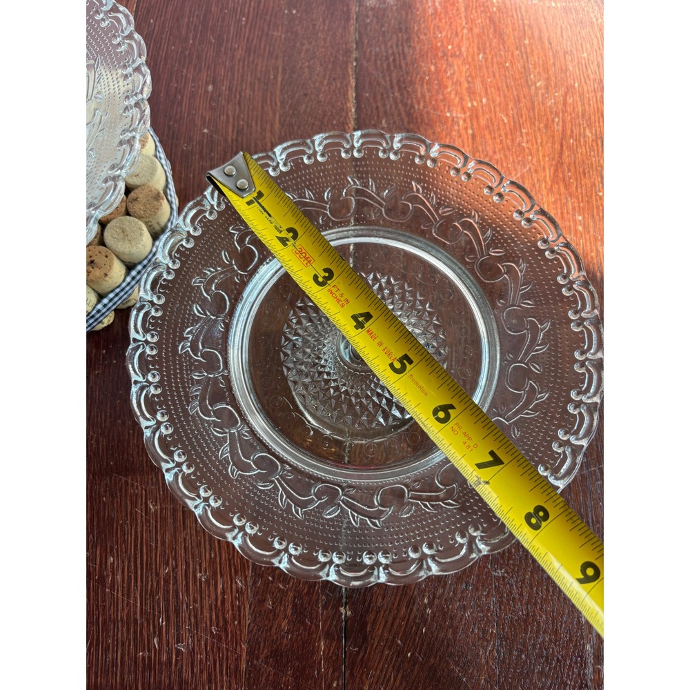 Vintage Clear Pressed Glass Pedestal Cupcake Stands Scalloped Edge Set of 2 - 8" - Picture 4 of 8
